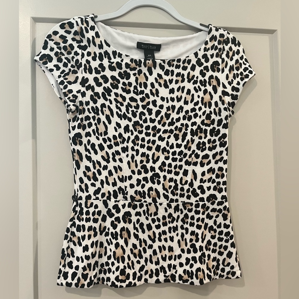 White House Black Market Leopard Print Top